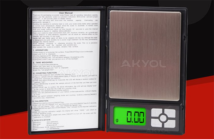 notebook kapaklı cep terazisi