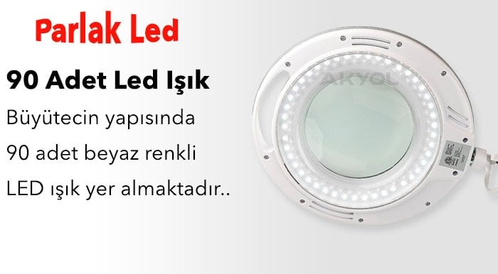 90 ledli ışıklı lup