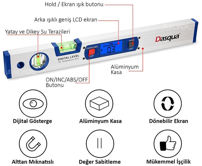 dasqua 8301-2645 dijital eğim ölçer