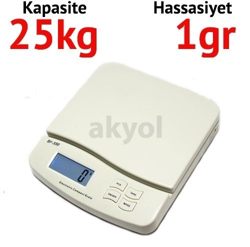 SF 550 Dijital Hassas Terazi - Hassasiyet:1 gr. Max: 25 kg.